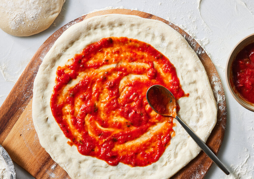 Pre baked pizza bases and Napoletana sauce